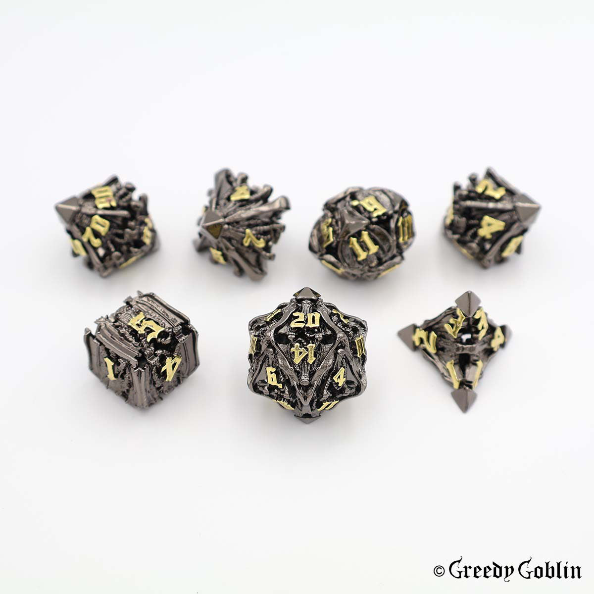 Metal Hollow Dice Set (Skull Gun Metal)