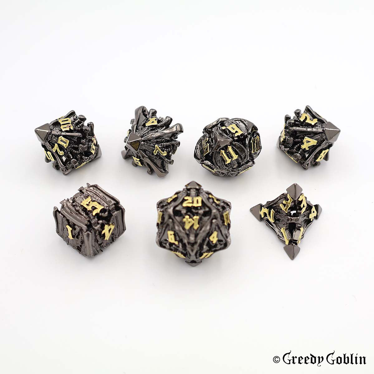 Metal Hollow Dice Set (Skull Gun Metal)