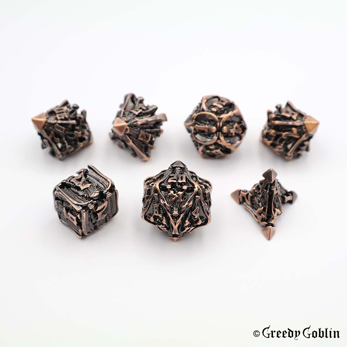 Metal Hollow Dice Set (Skull Copper)