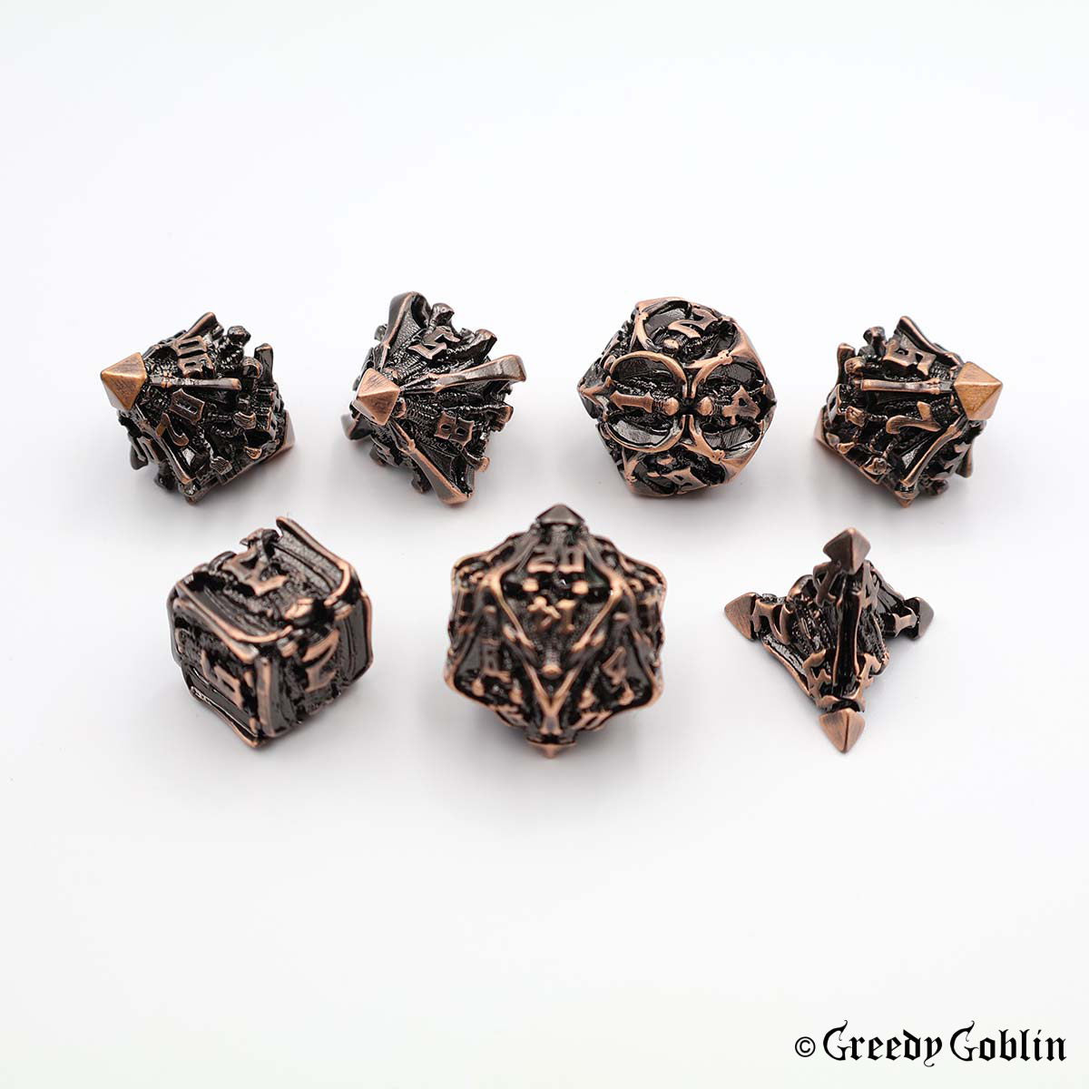 Metal Hollow Dice Set (Skull Copper)