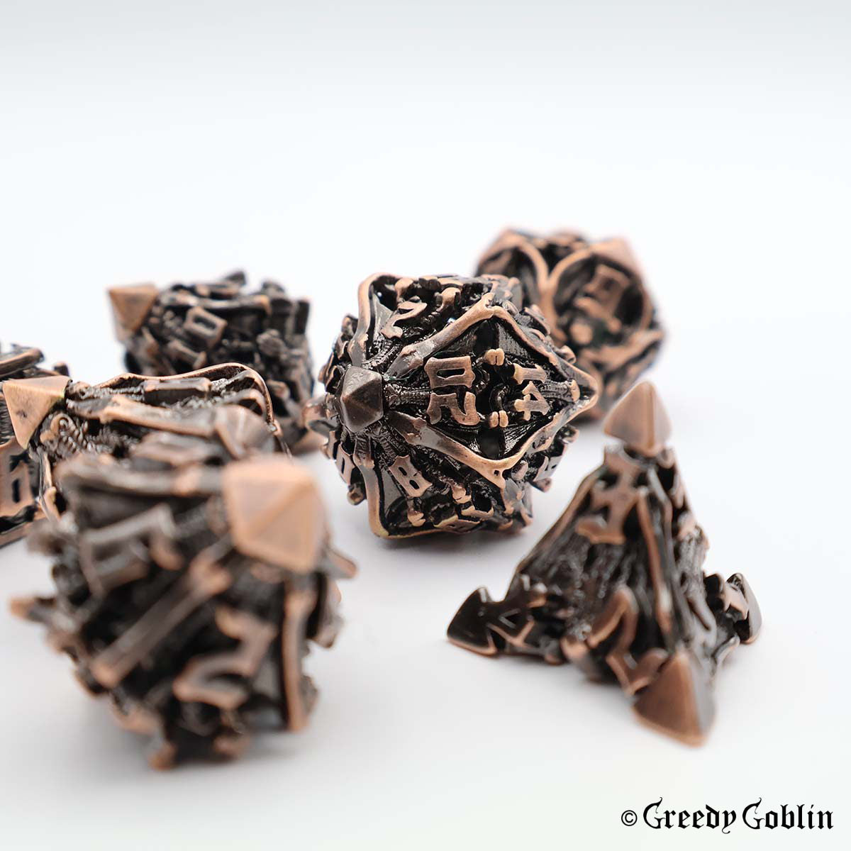 Metal Hollow Dice Set (Skull Copper)