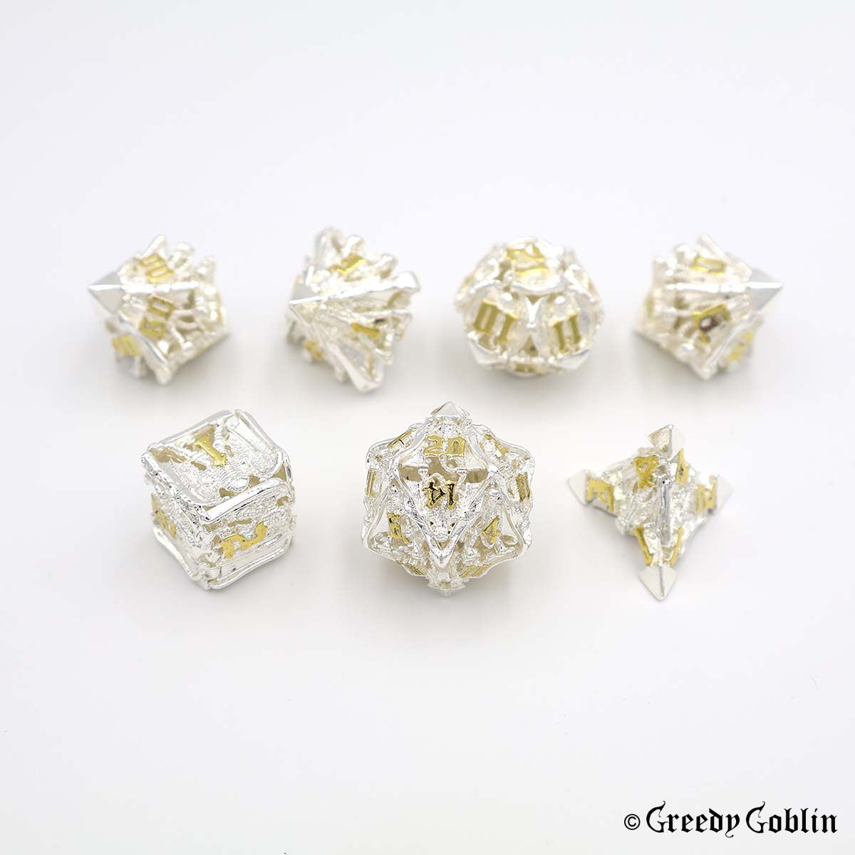 Metal Hollow Dice Set (Skull Silver)