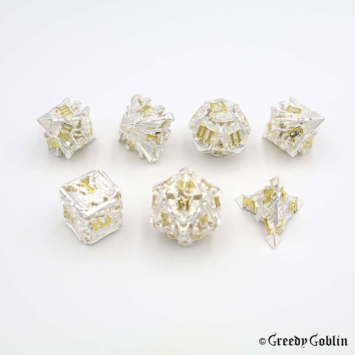 Metal Hollow Dice Set (Skull Silver)
