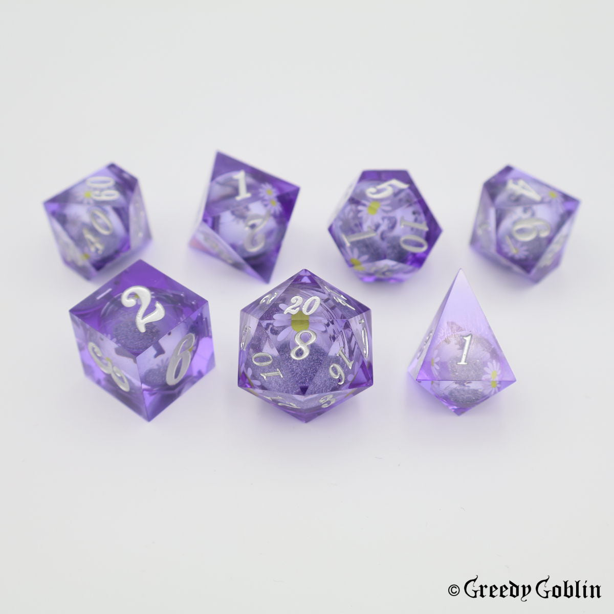 Liquid Core Dice Set Purple Daisy