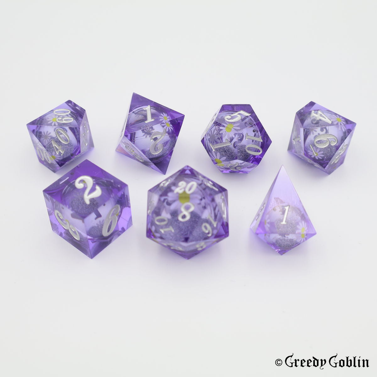 Liquid Core Dice Set Purple Daisy
