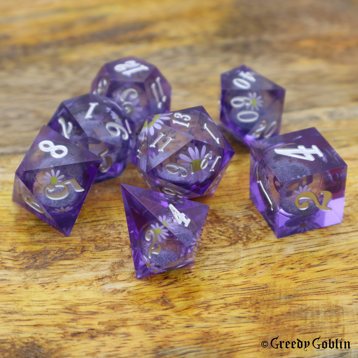 Liquid Core Dice Set Purple Daisy
