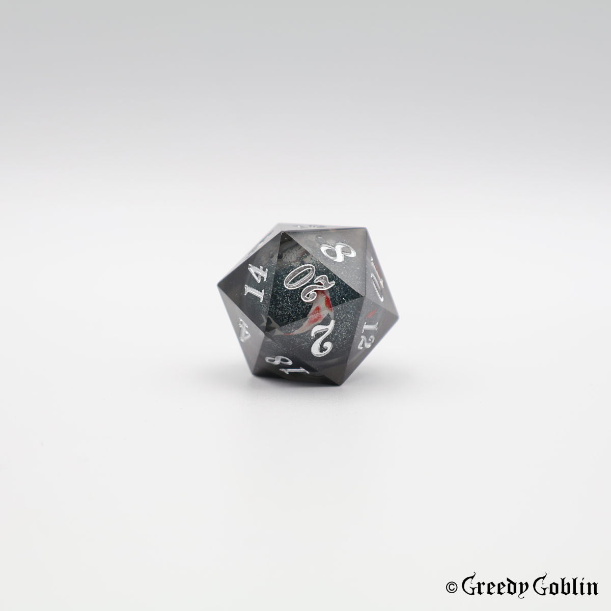 Liquid Core Dice Set Dark Grey Fish