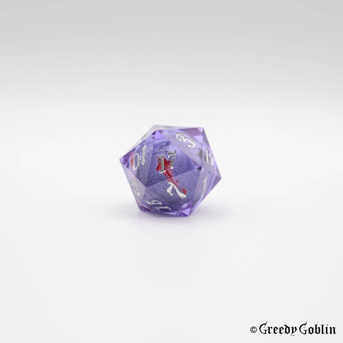 Liquid Core Dice Set Purple Fish Silver