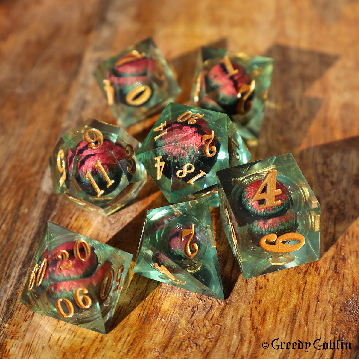 Liquid Core Dice Set (Red Eyed Green)