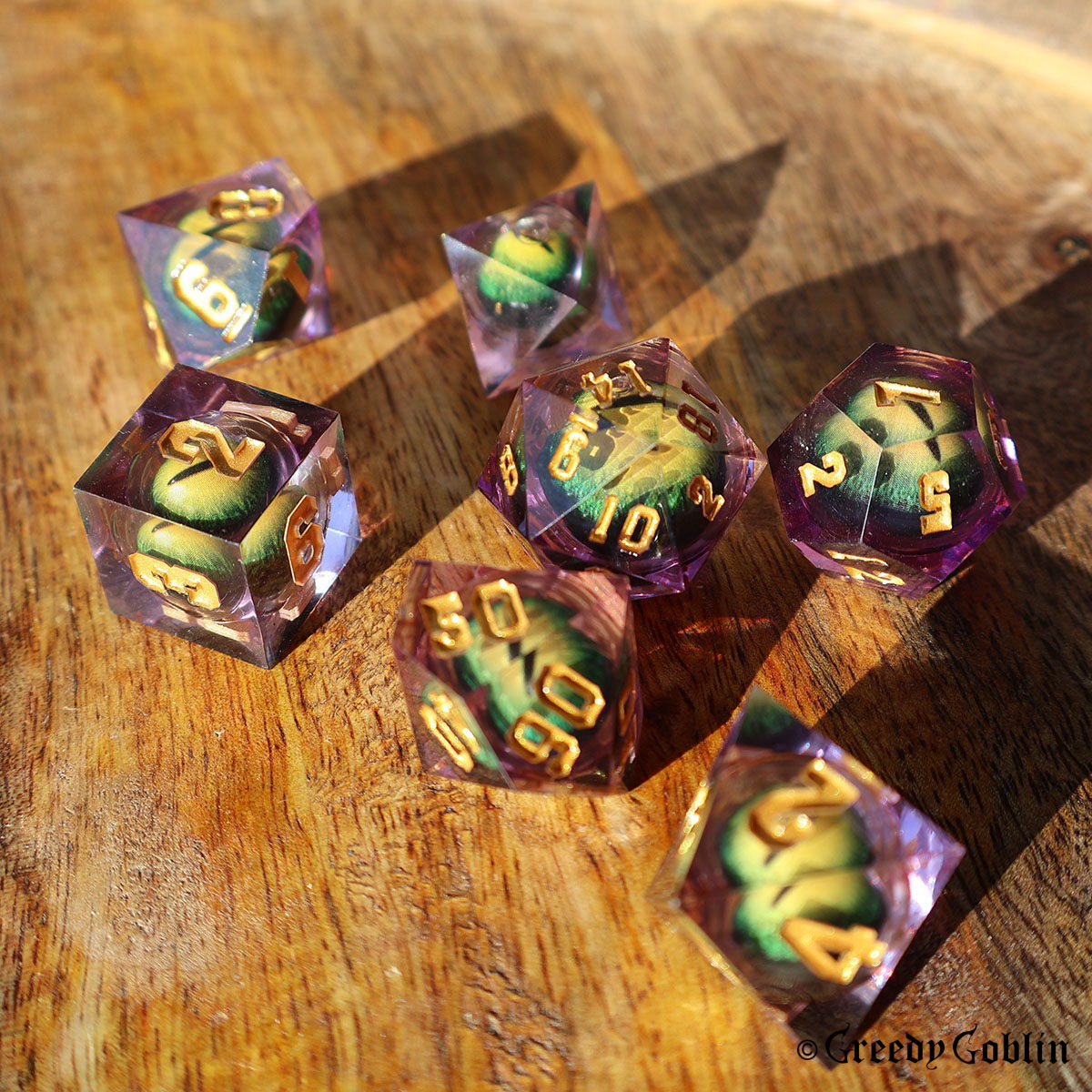 Liquid Core Dice Set (Green Eyed Purple)
