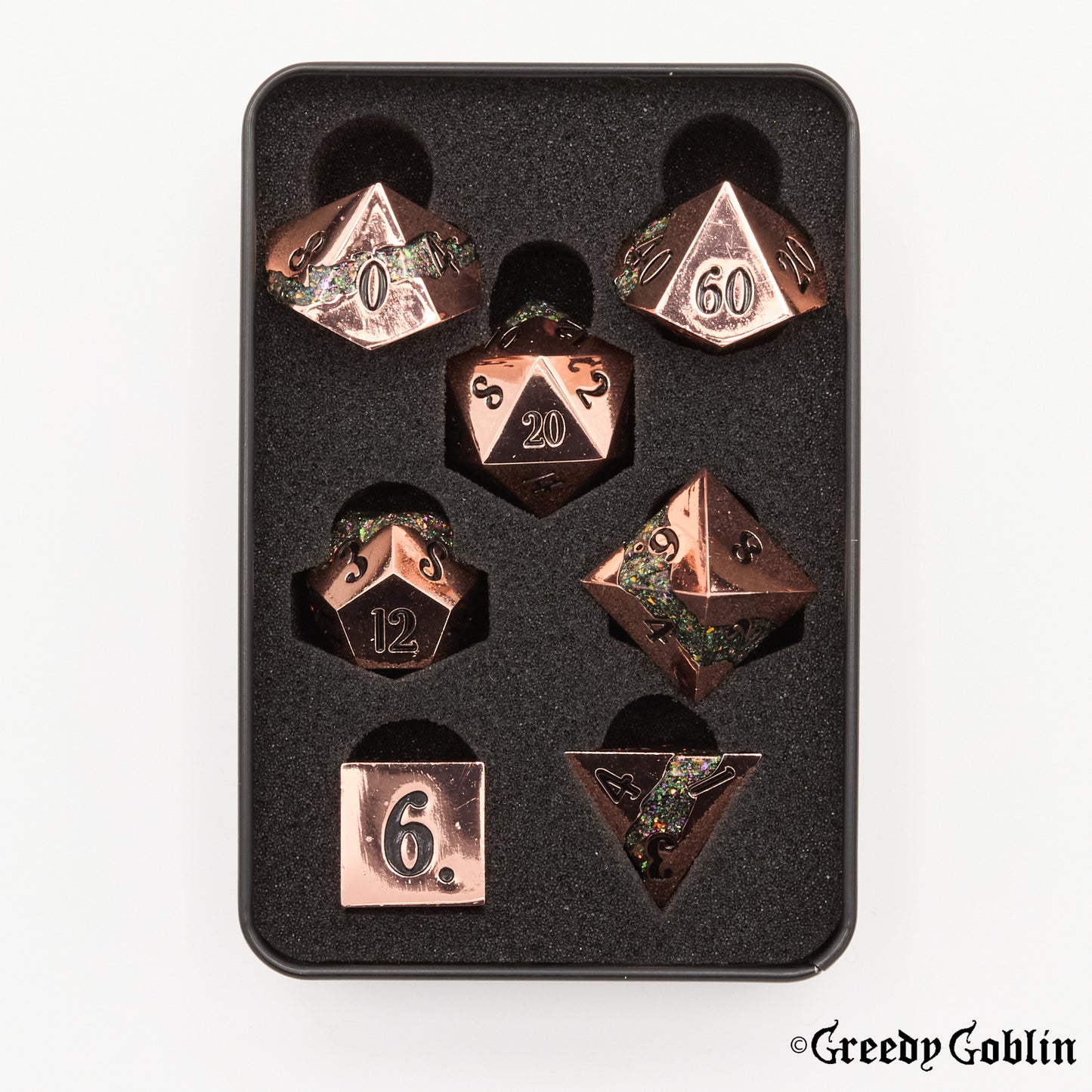 Metal Polydice Set (Copper with Green Mica)