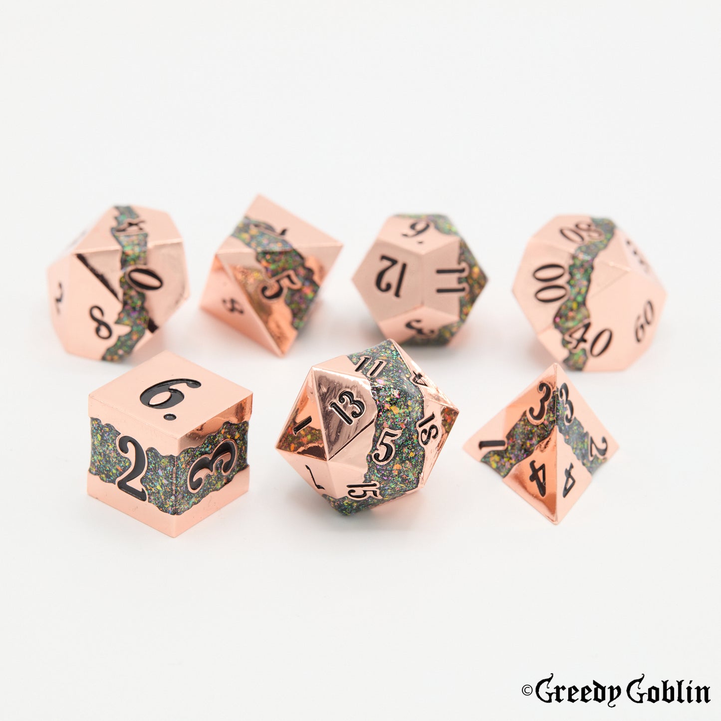 Metal Polydice Set (Copper with Green Mica)