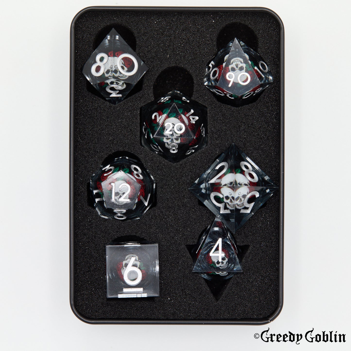 Liquid Core Dice Set (Rose Skull)