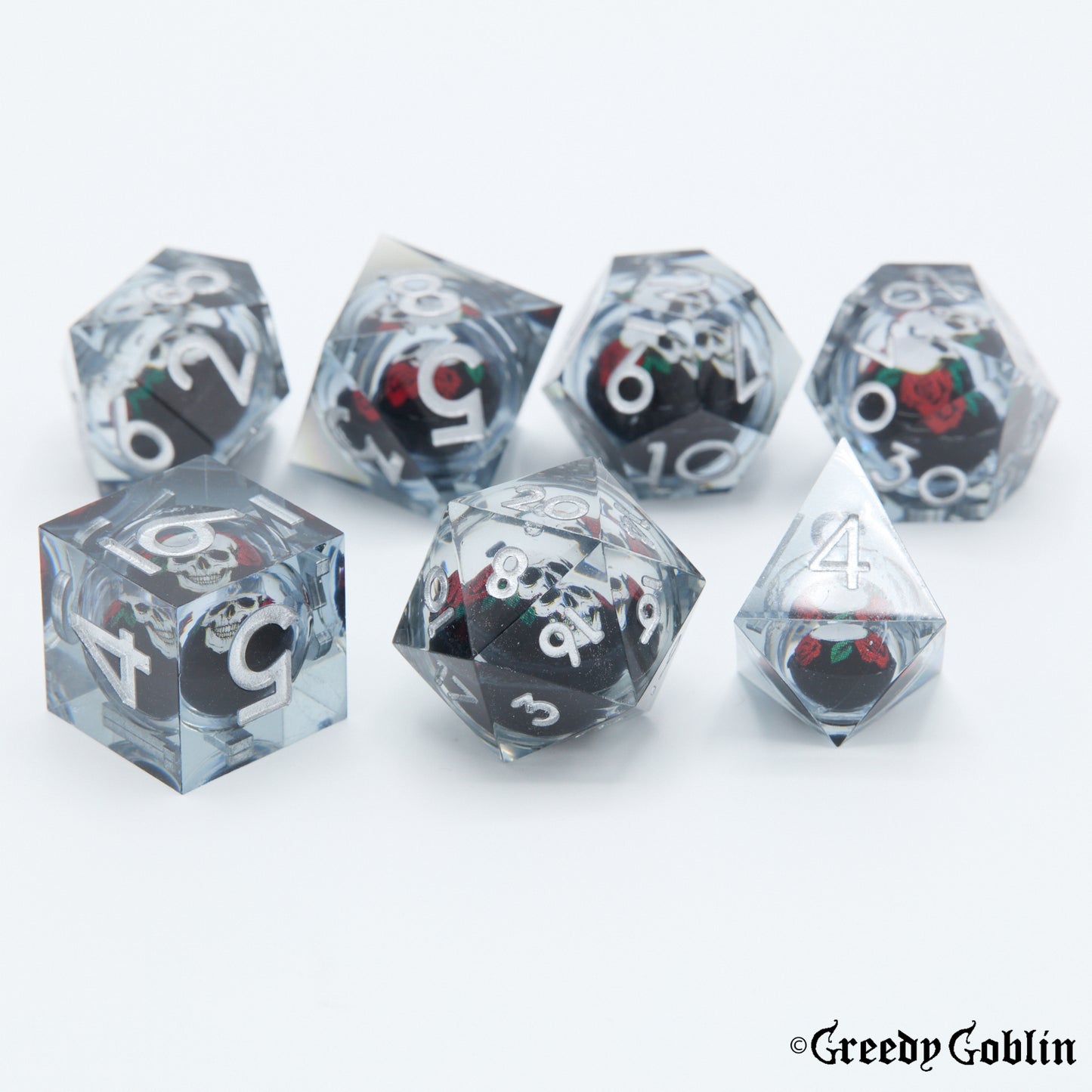 Liquid Core Dice Set (Rose Skull)