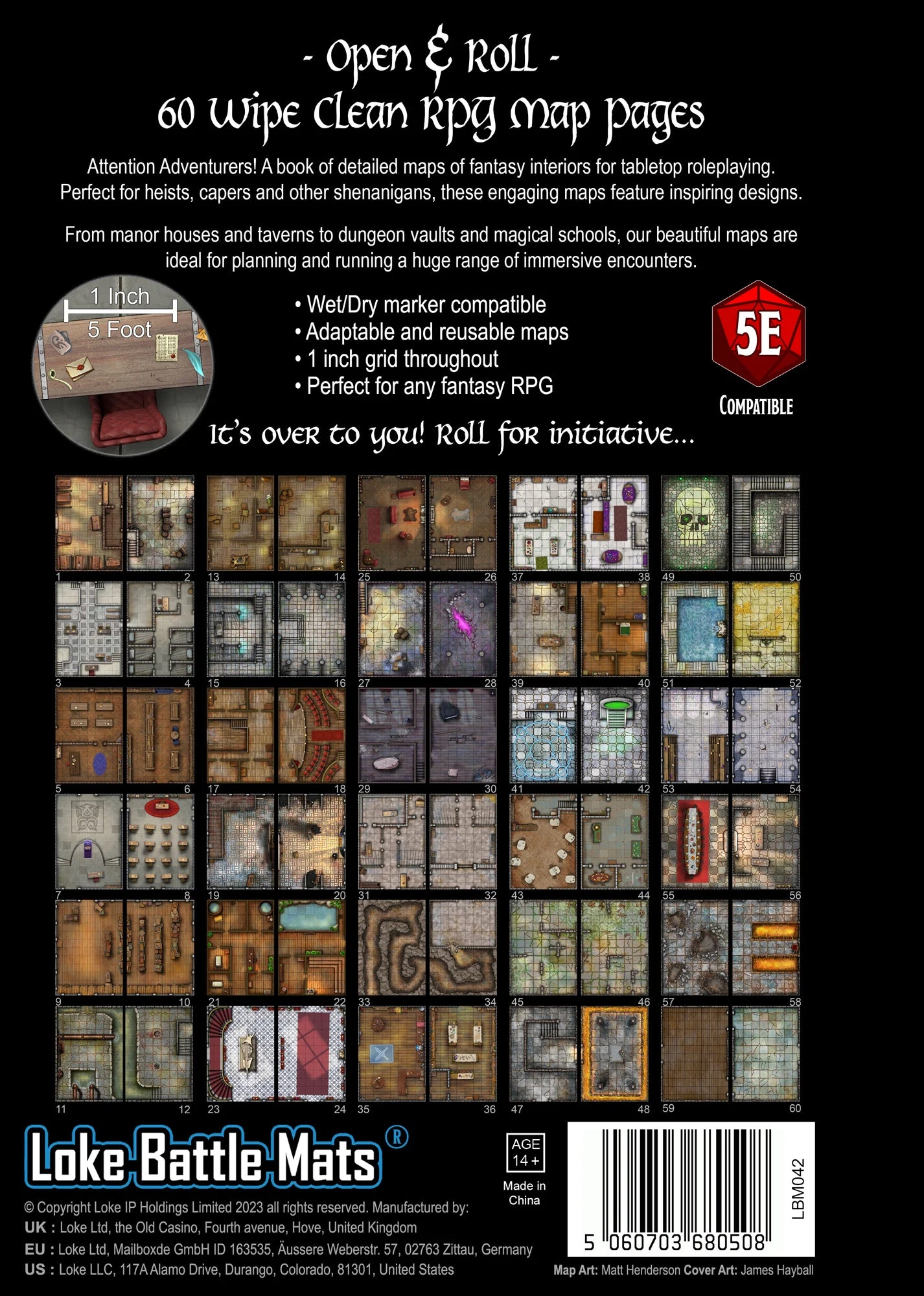Loke Battlemats - The Big Book of Battle Mats - Rooms, Vaults & Chambers
