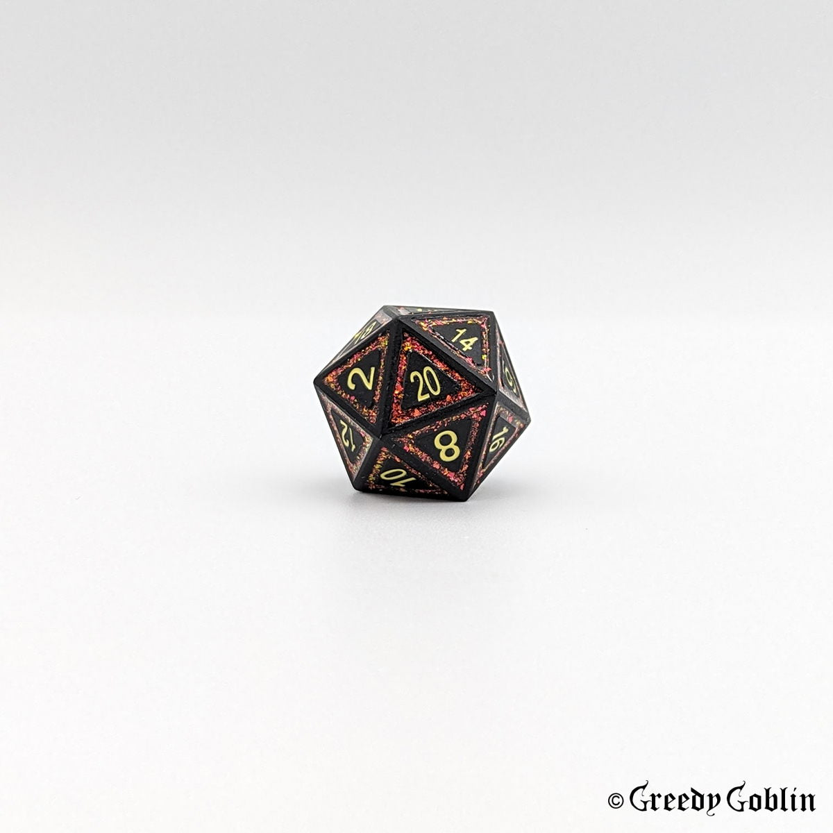 Metal Polydice Set (Black with Red Mica)