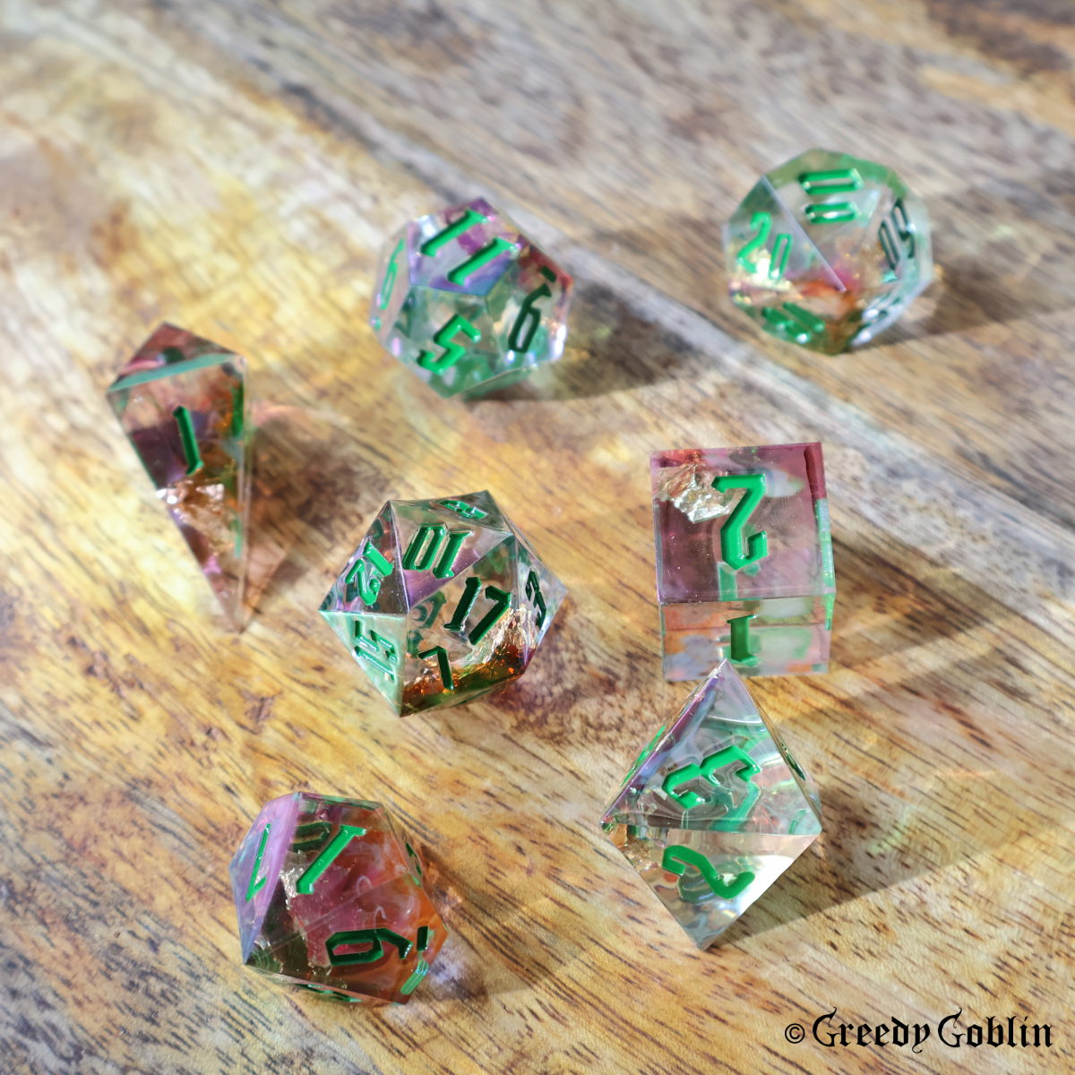 Sharp Polydice Set (Oil Purple Green Flakes)