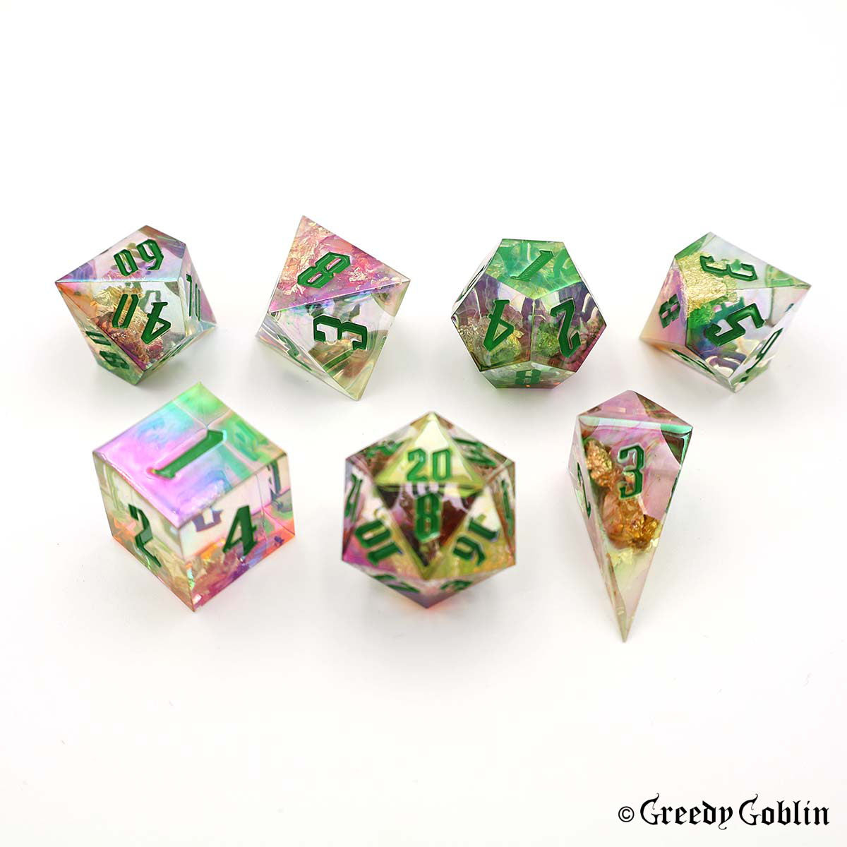 Sharp Polydice Set (Oil Purple Green Flakes)