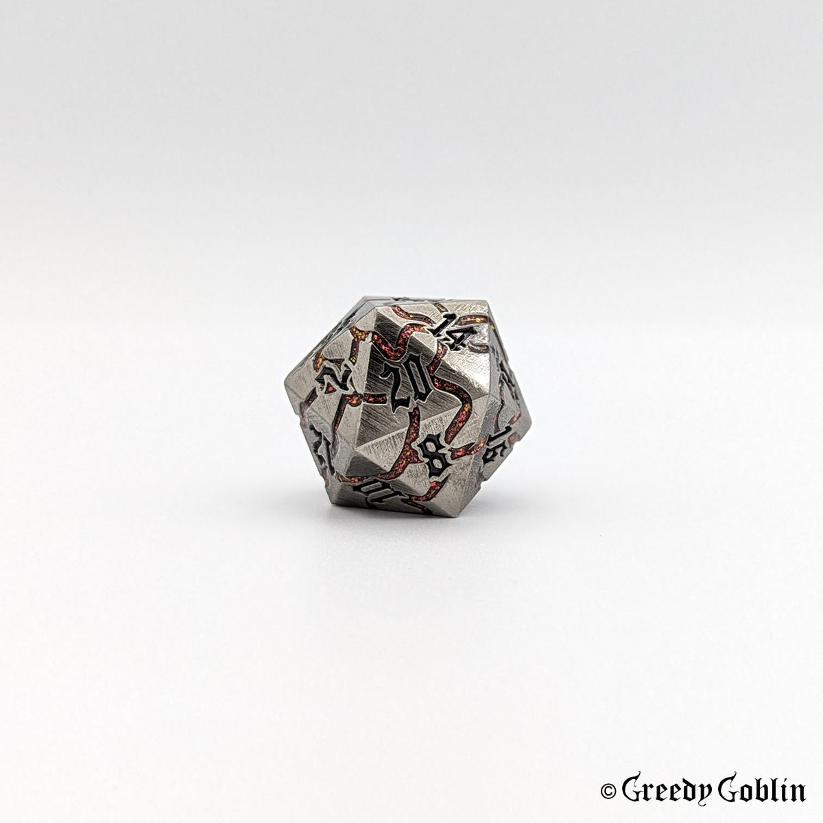 Metal Polydice Set (Gunmetal with Red Mica Veins)