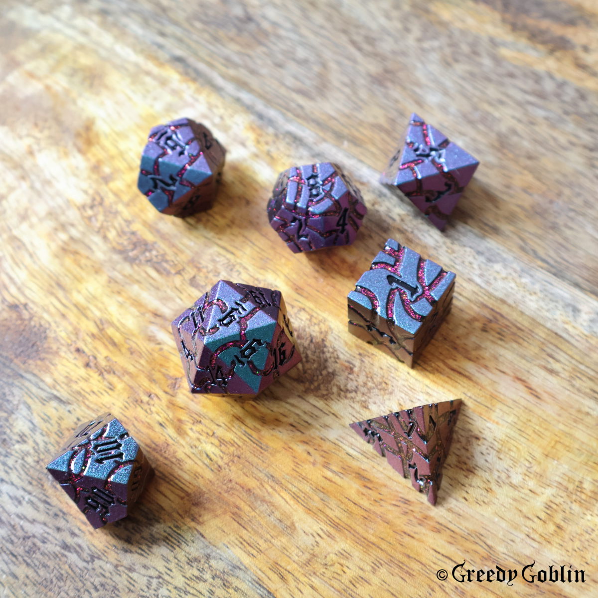 Metal Polydice Set (Green Shift Cracked)