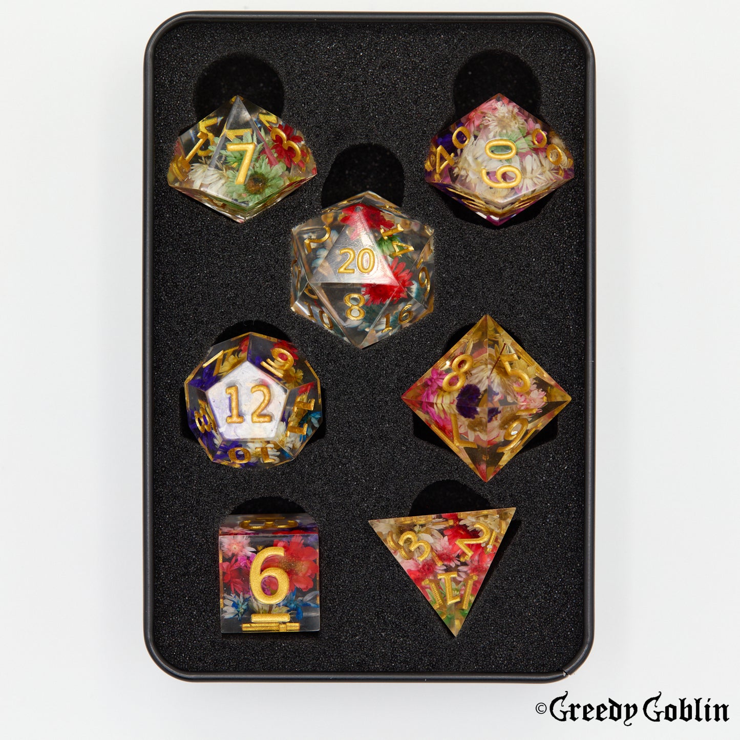 Sharp Polydice Set (Golden Flowers)