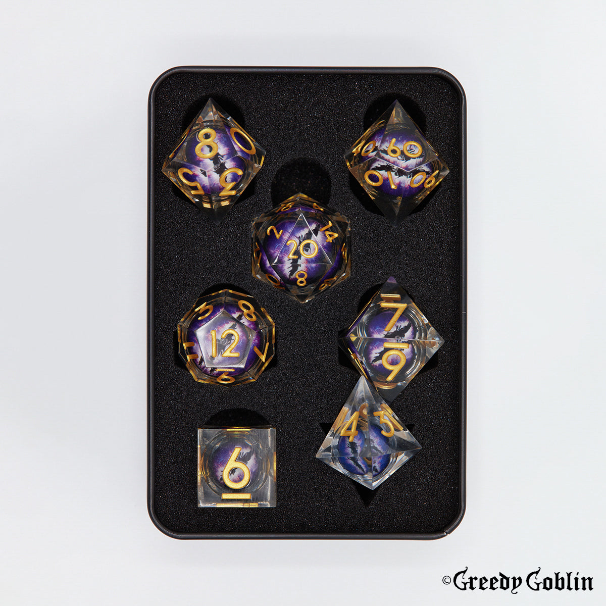 Liquid Core Dice Set (Purple Eyed Clear)
