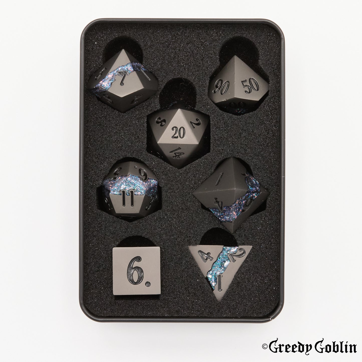 Metal Polydice Set (Grey with Lapis Mica)