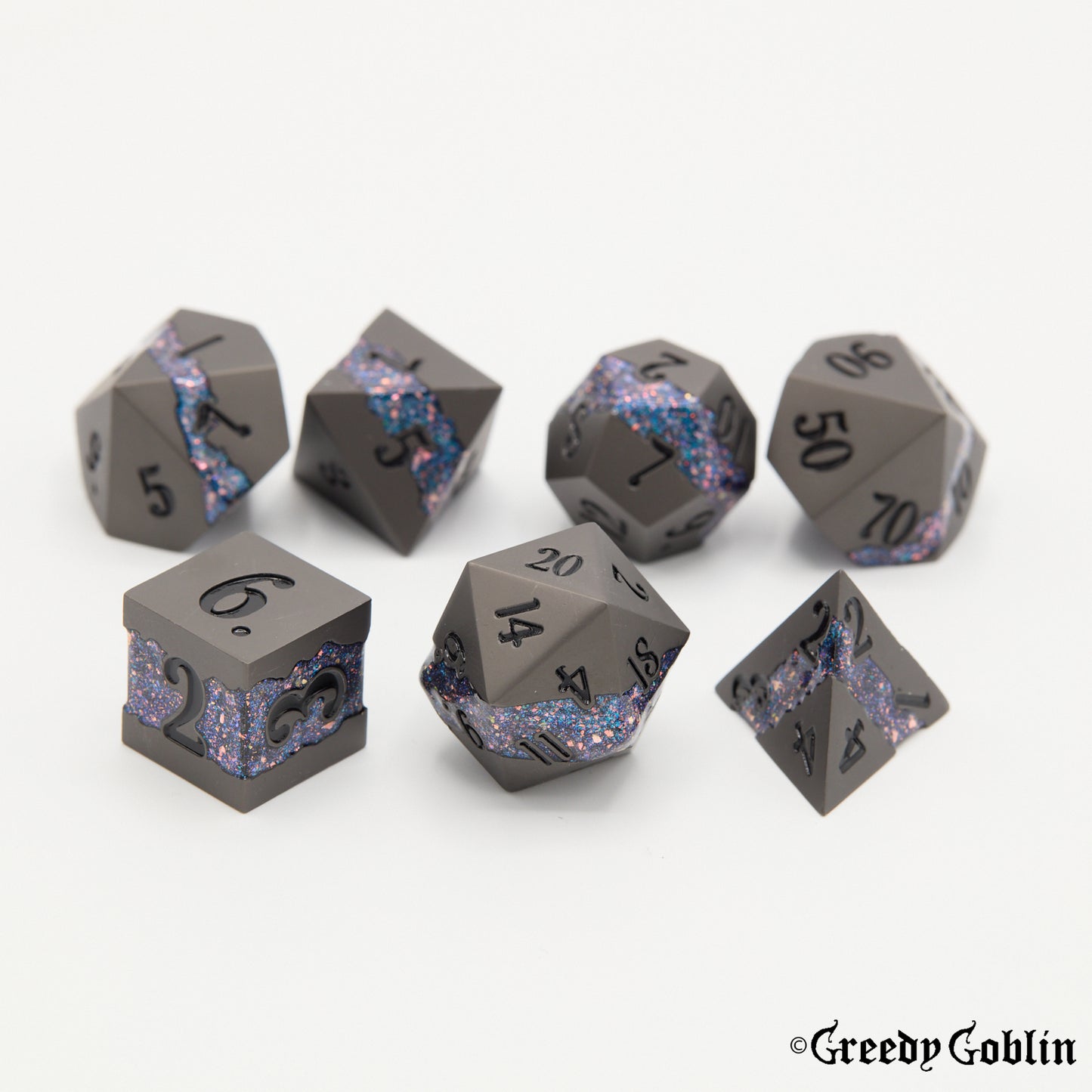 Metal Polydice Set (Grey with Lapis Mica)