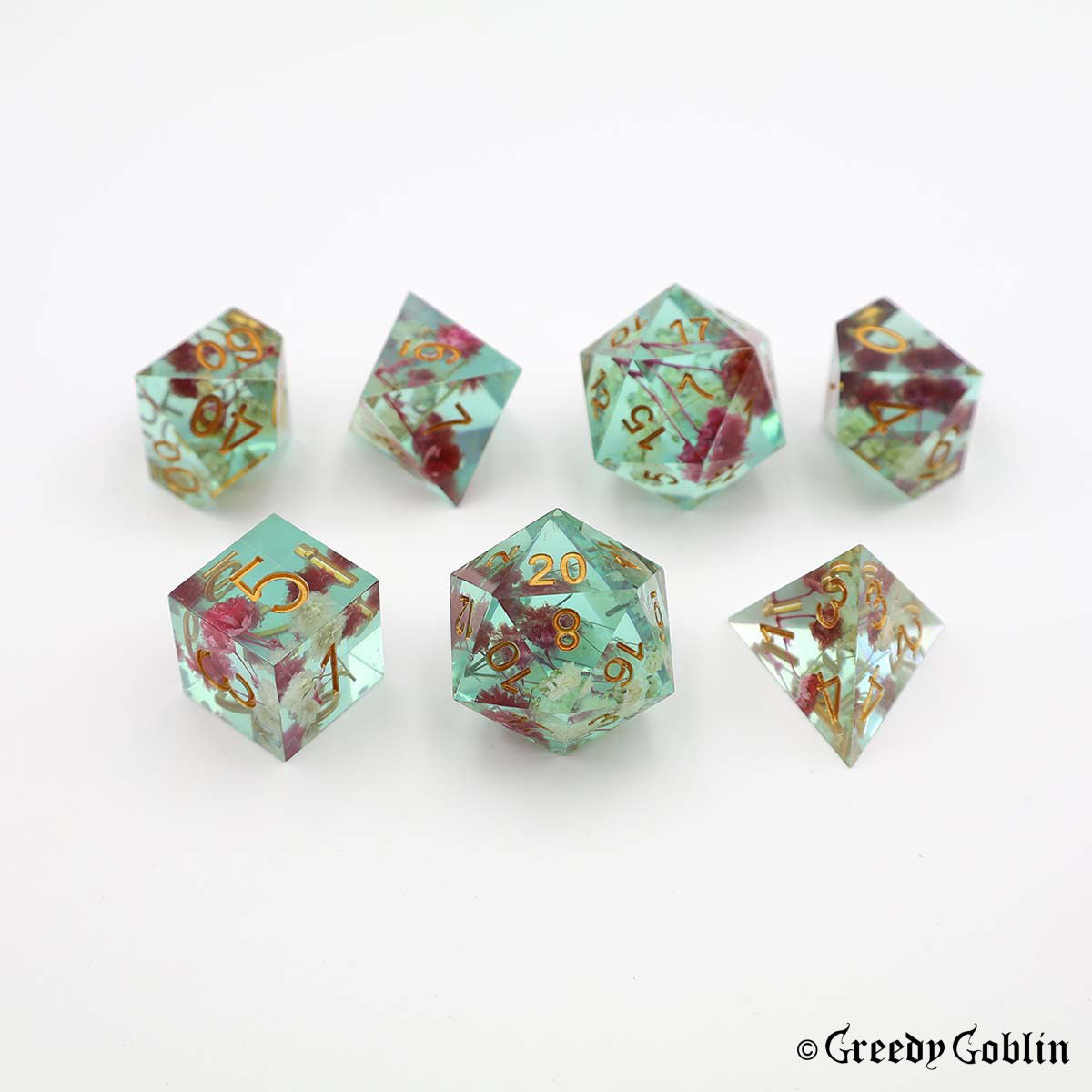 Sharp Polydice Set (Transparent Blue Flowers)