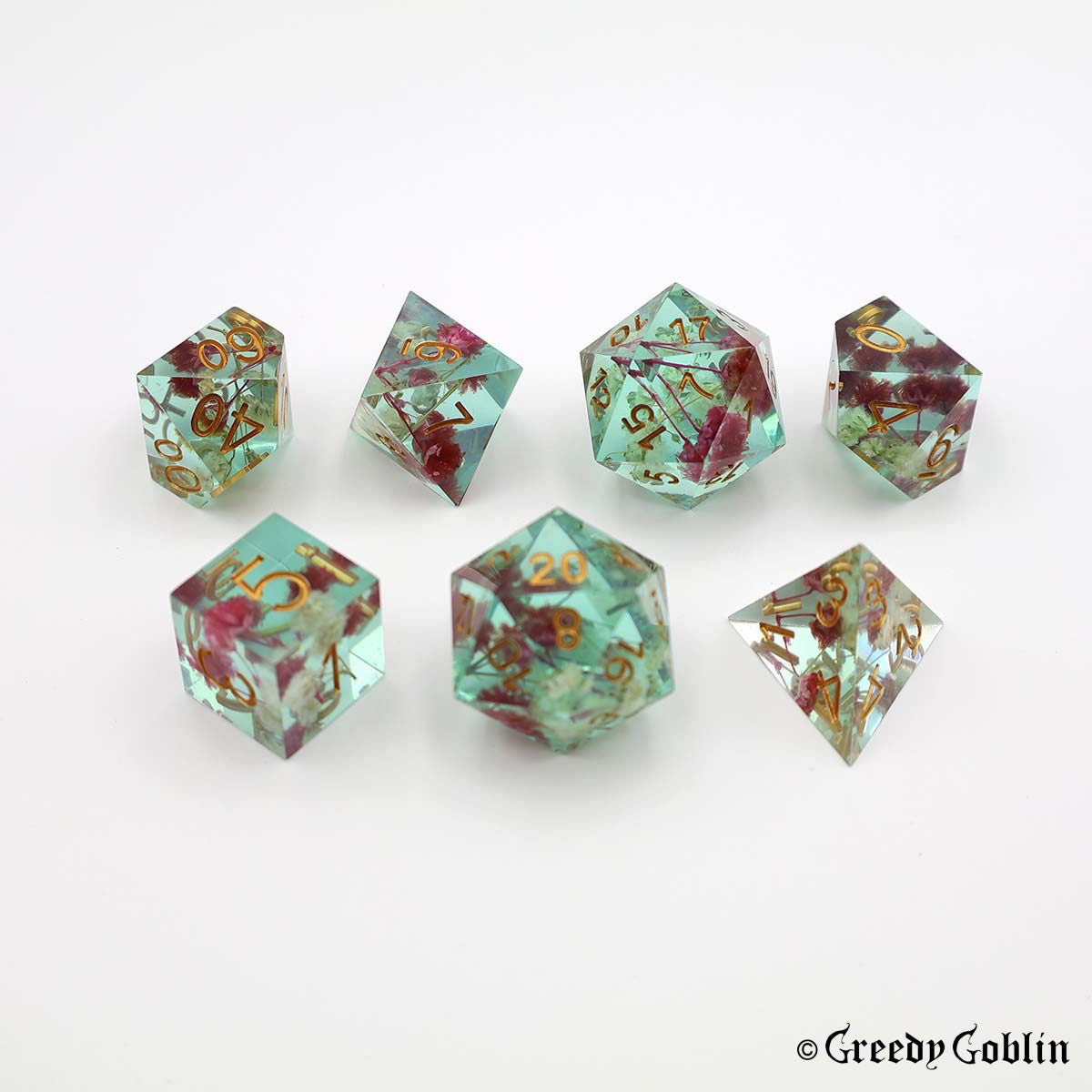 Sharp Polydice Set (Transparent Blue Flowers)