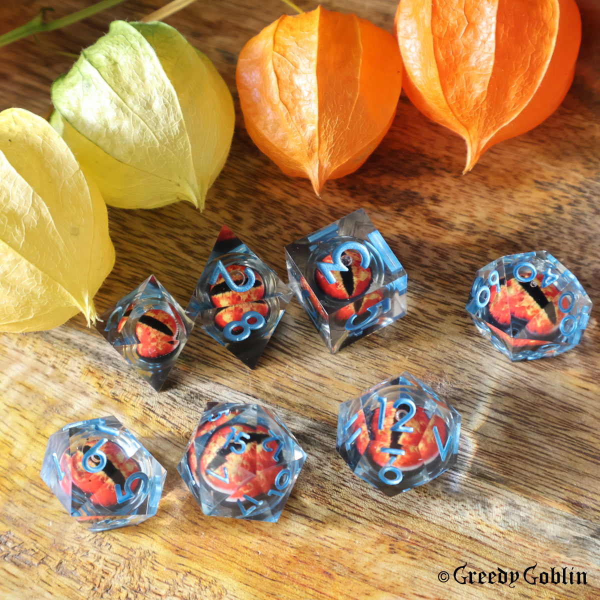 Liquid Core Dice Set (Black and Red Eye)