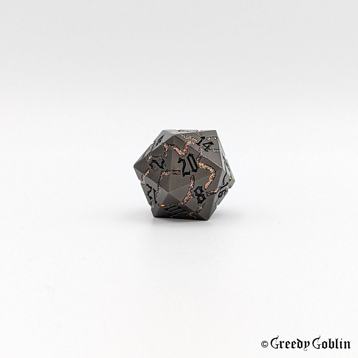 Metal Polydice Set (Gunmetal with Pink Mica Veins)
