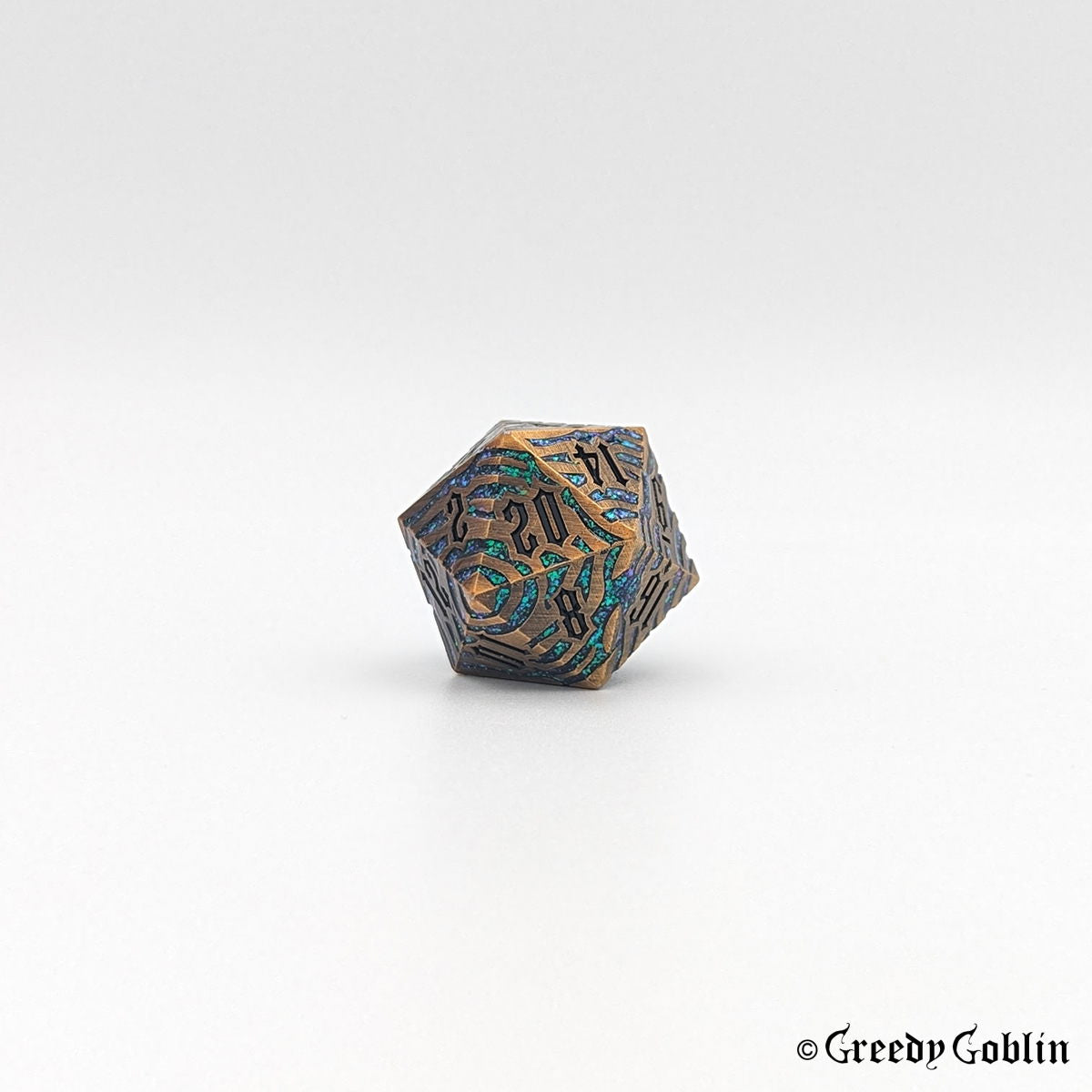 Metal Polydice Set (Bronze with Blue Green Tiger Stripes)