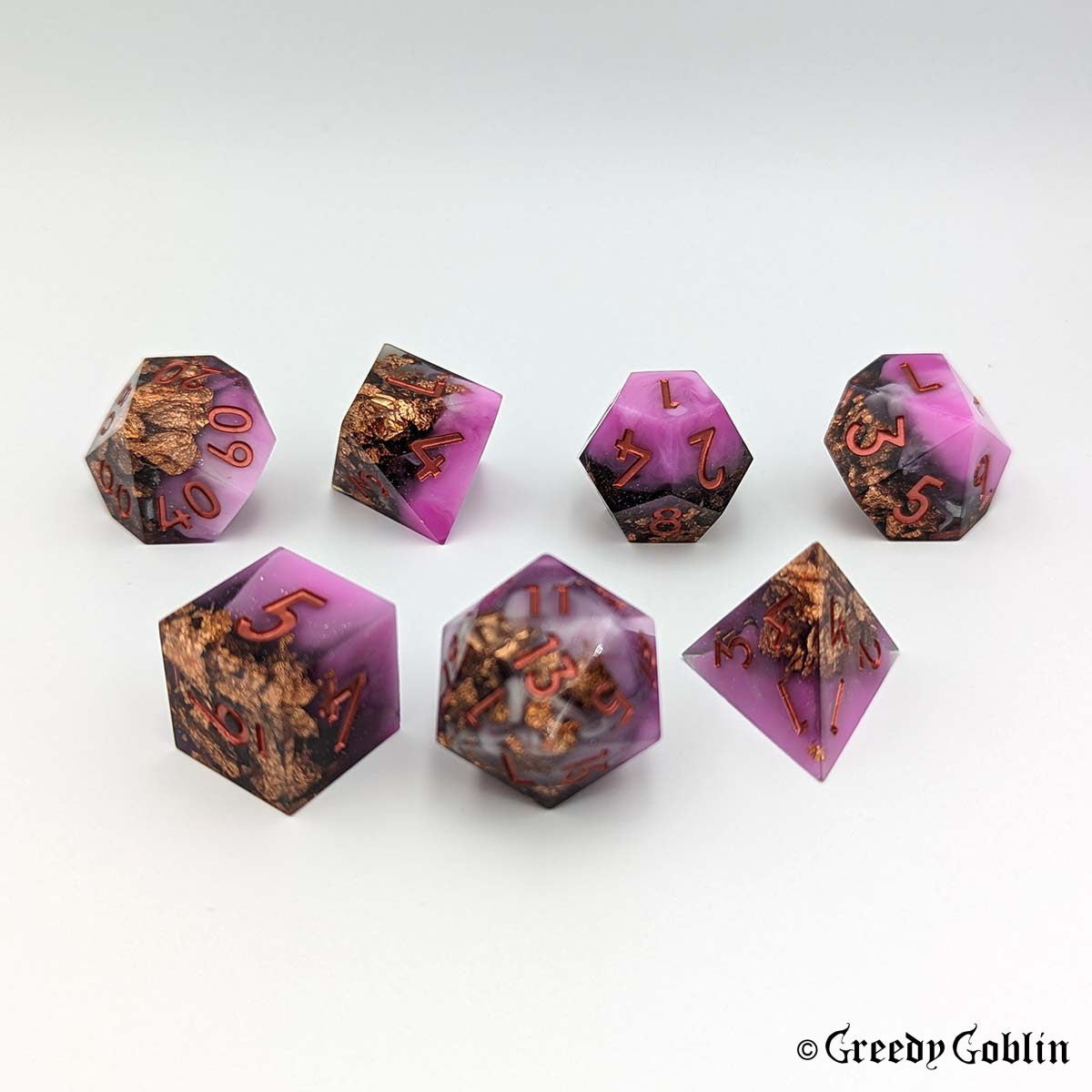 Sharp Polydice Set (Pink / Gold Flakes)