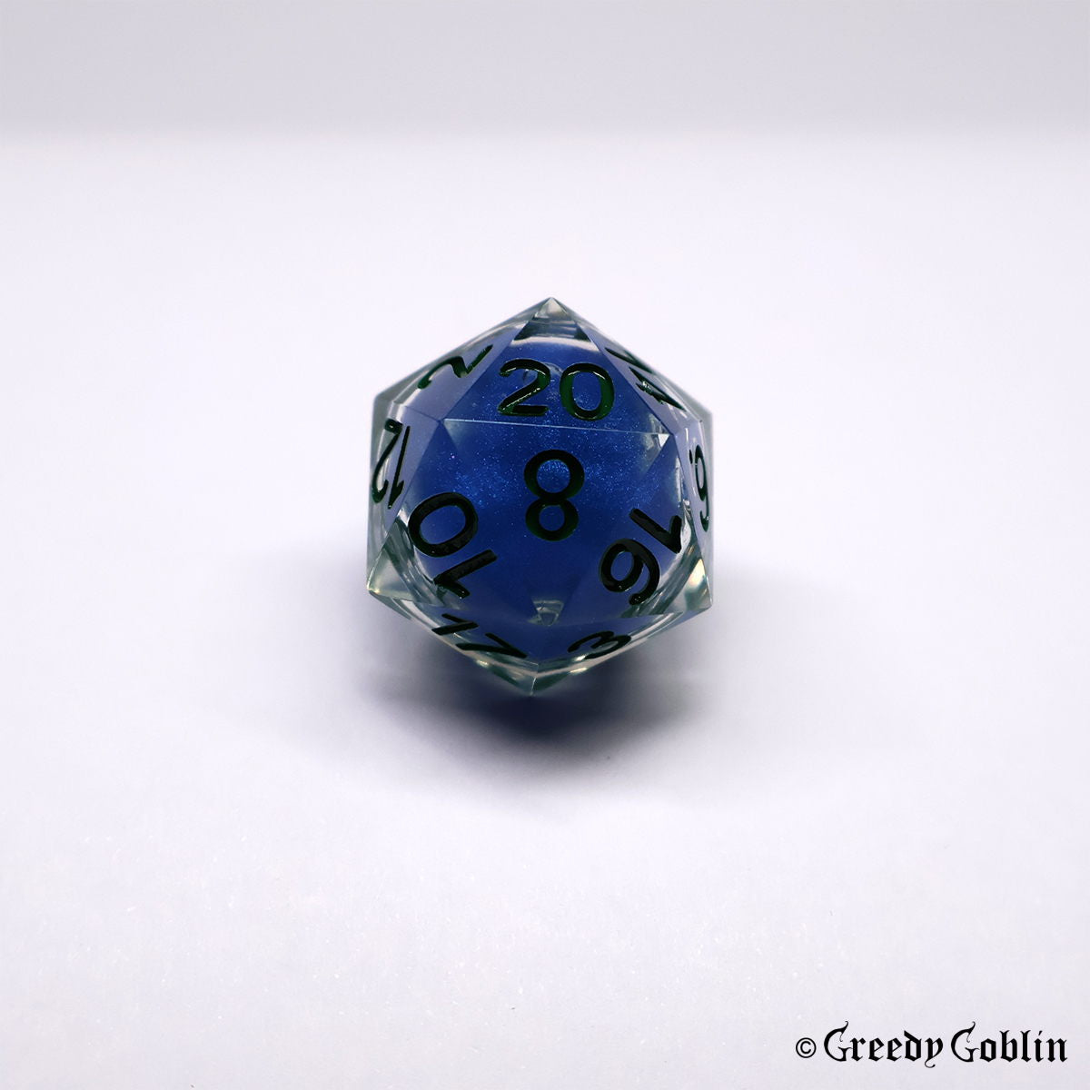 Liquid Core Dice Transparent with Blue Liquid Core