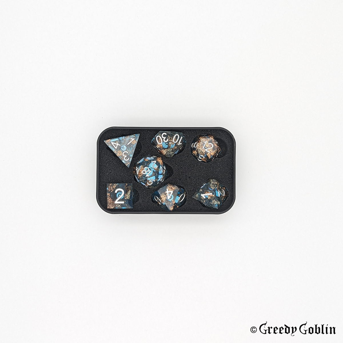 Liquid Core Dice Set (Transparent Blue with Silver)
