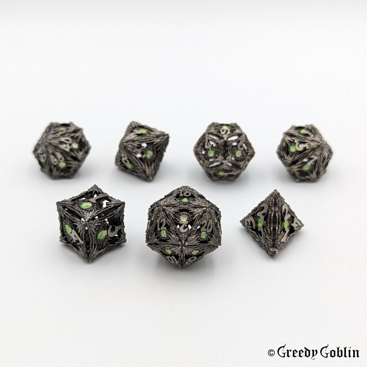 Metal Hollow Dice Set (Green Eyes)