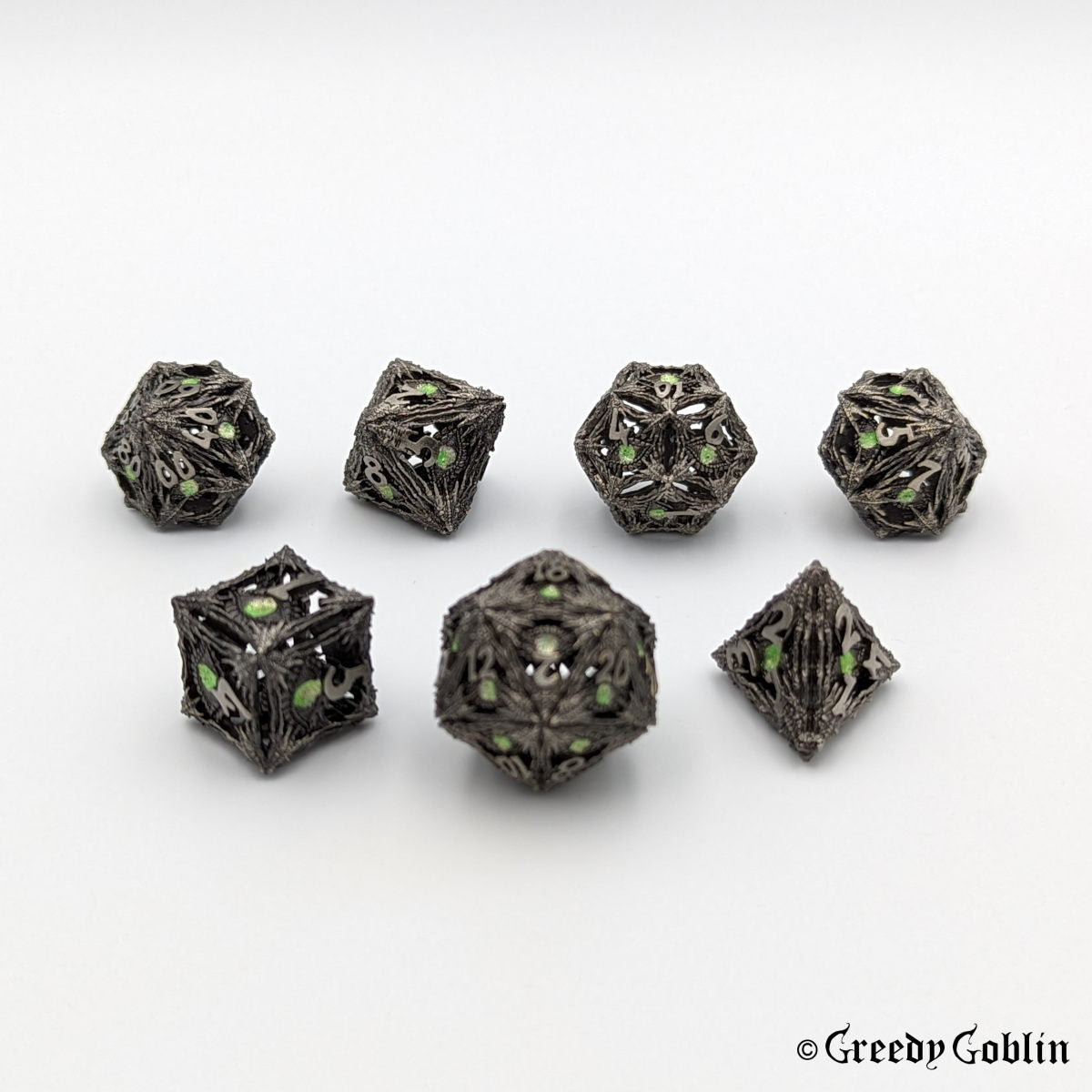 Metal Hollow Dice Set (Green Eyes)