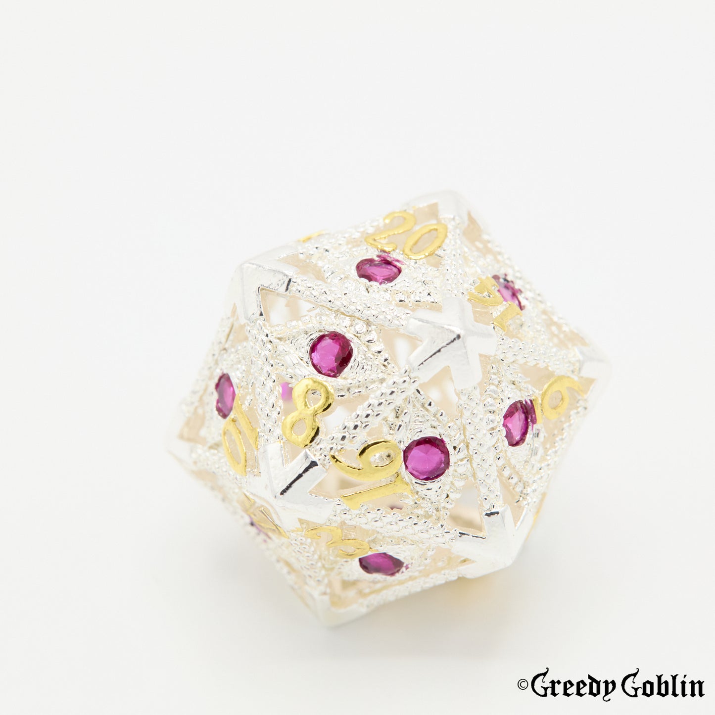 Metal Hollow Dice Set (Seer White Gold)