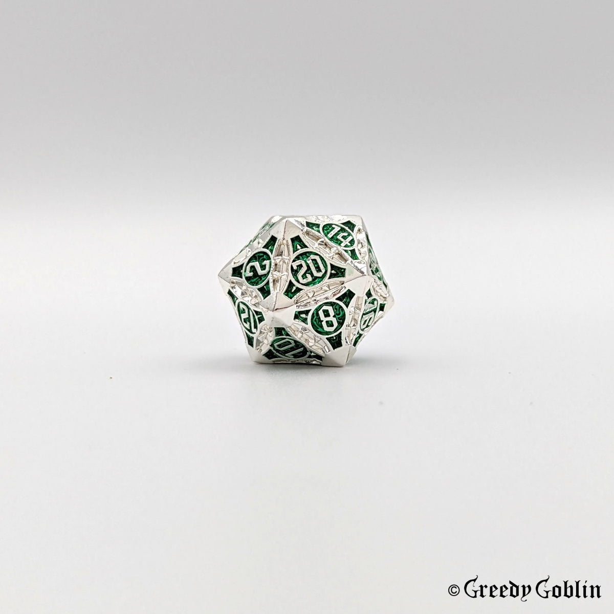 Metal Polydice Set (Silver Emerald Green)