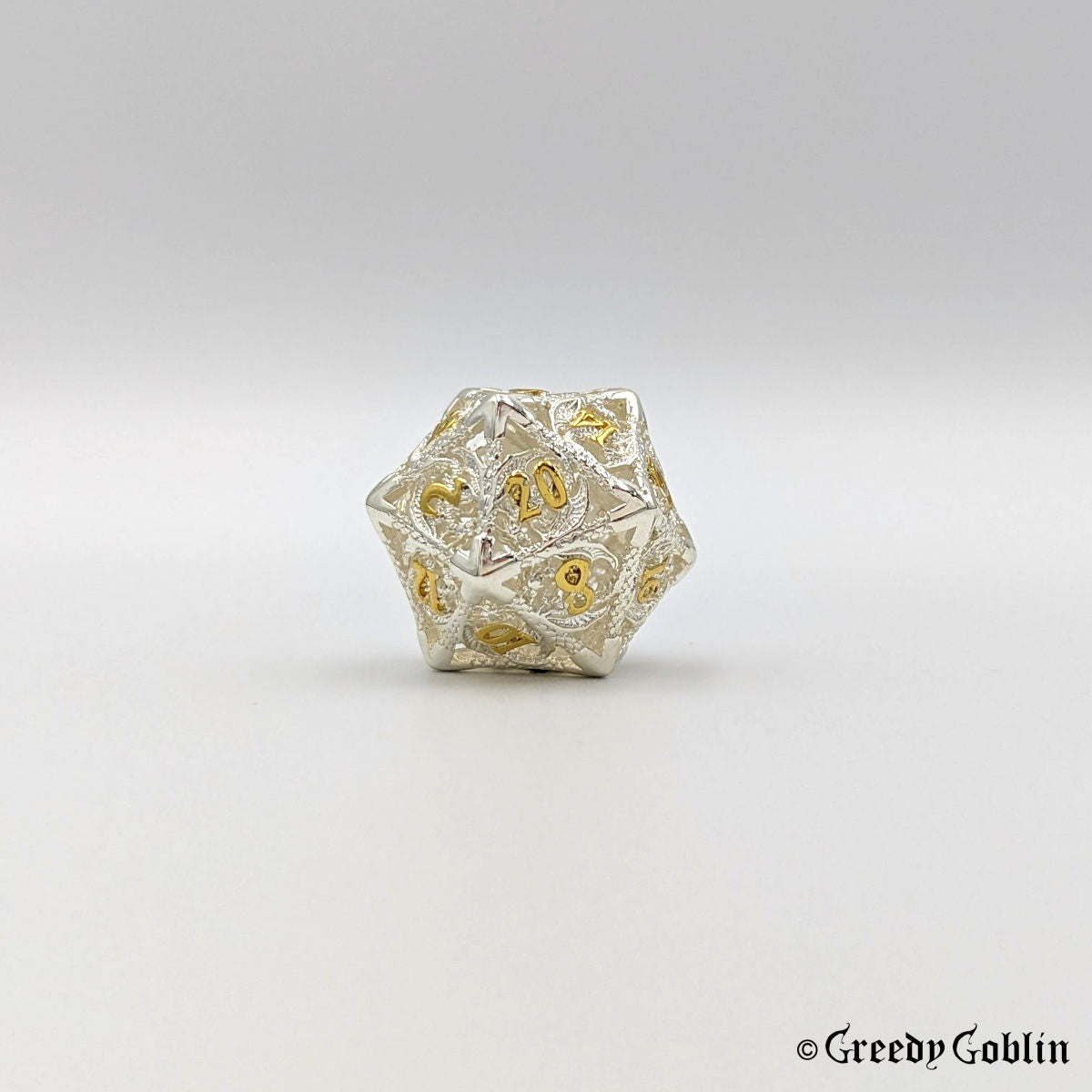 Metal Hollow Dice Set (Dragon Silver Gold)