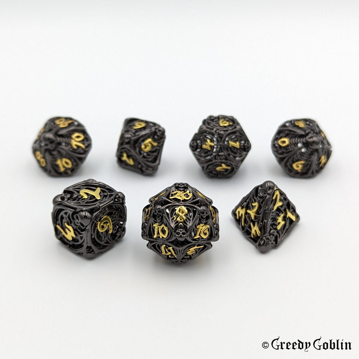 Metal Hollow Dice Set (Skull Gun Metal)