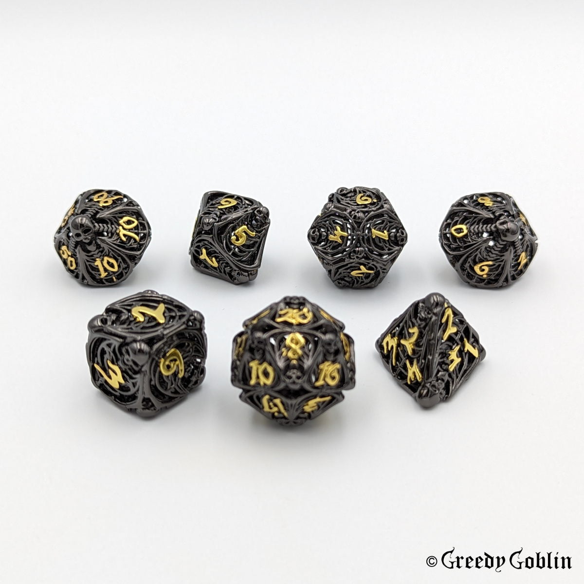 Metal Hollow Dice Set (Skull Gun Metal)