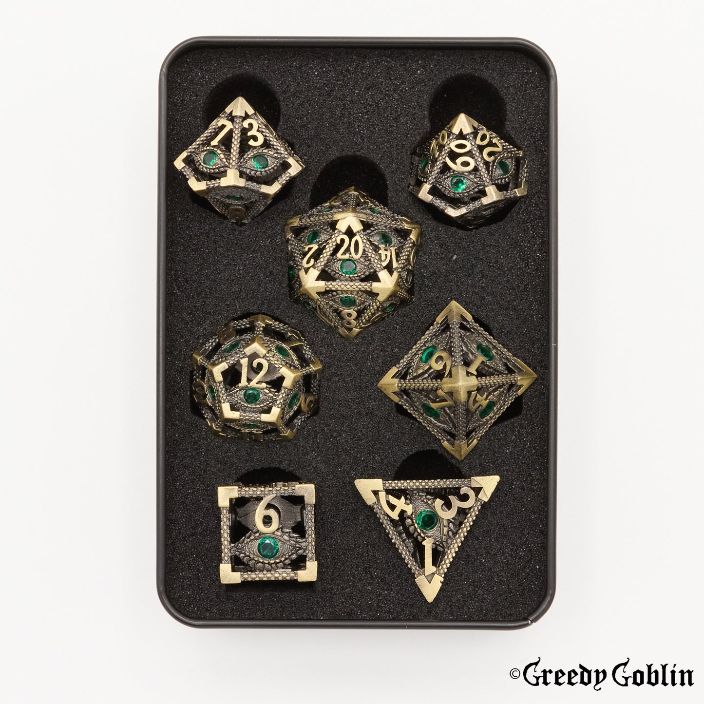 Metal Hollow Dice Set (Seer Brass)