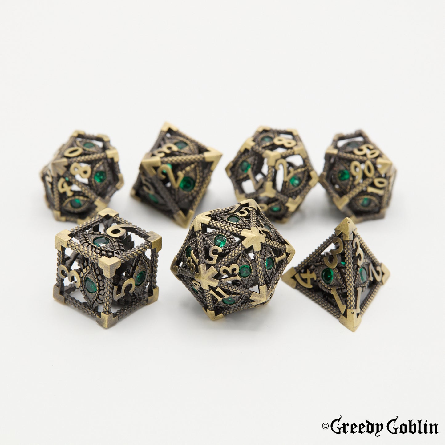 Metal Hollow Dice Set (Seer Brass)