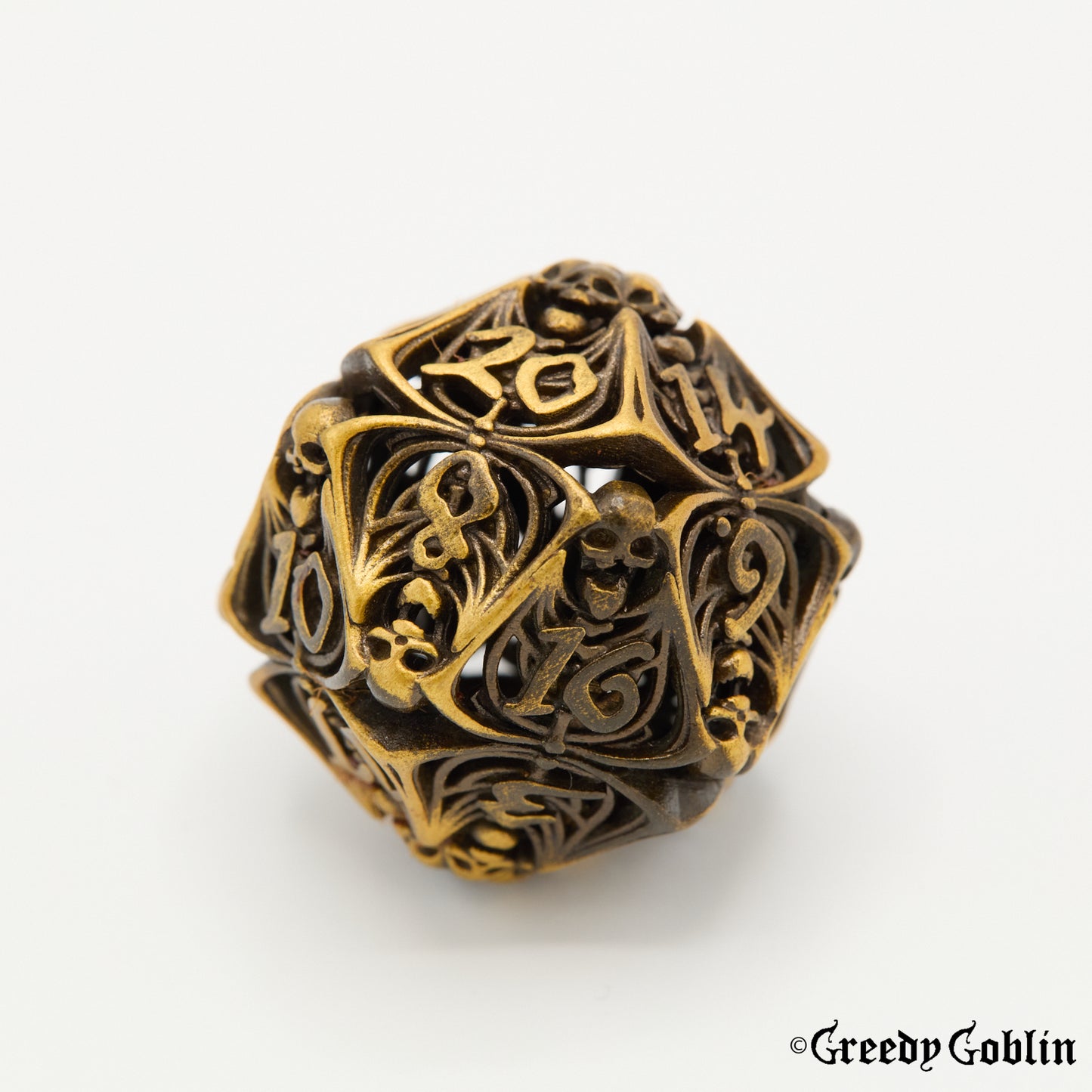 Metal Hollow Dice Set (Skull Brass)