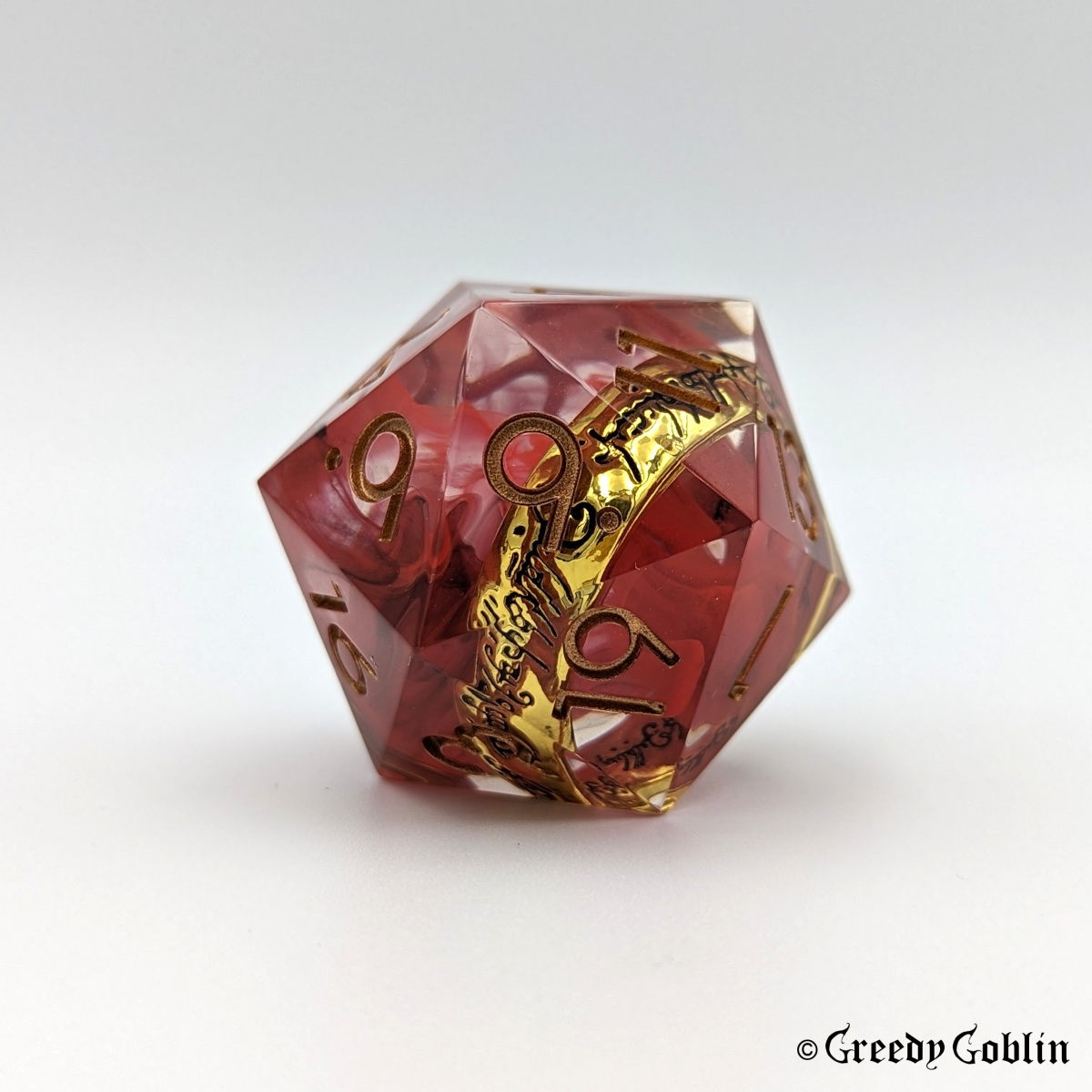 Medium Sharp D20 (Red Gold Ring)