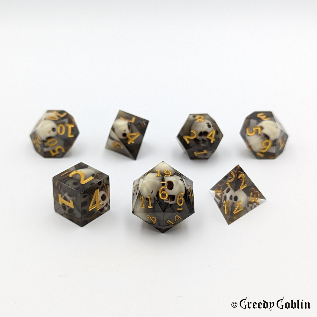 Sharp Polydice Set (Skull Transparant Black)