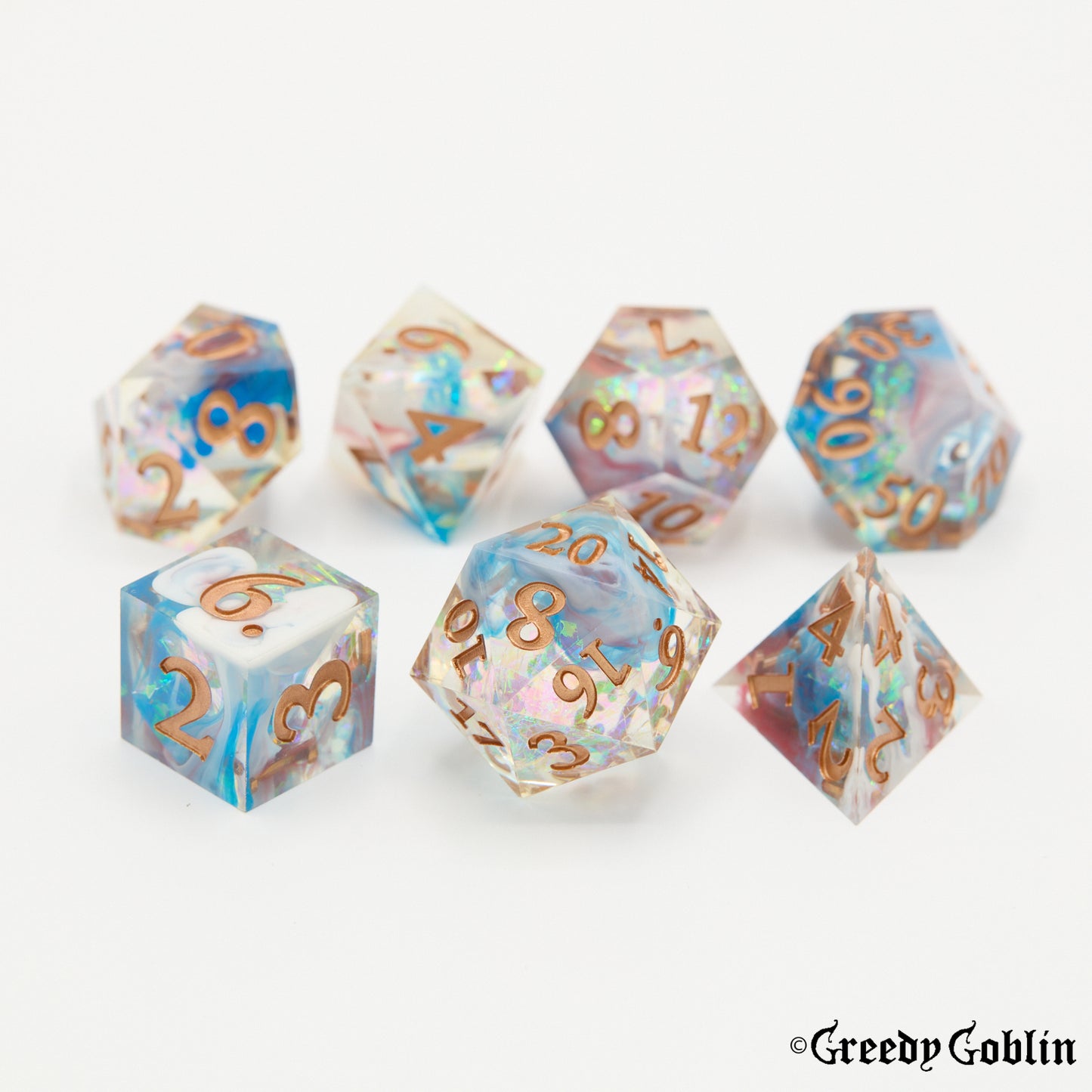 Sharp Polydice Set (Red White Blue Swirl)