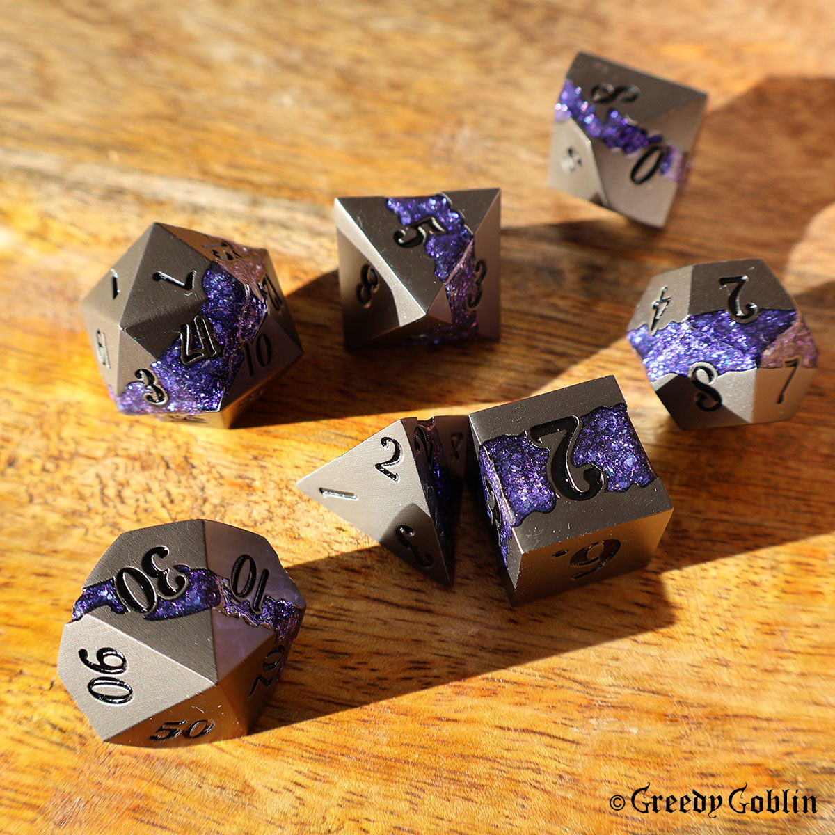 Metal Polydice Set (Gunmetal with Purple Mica)